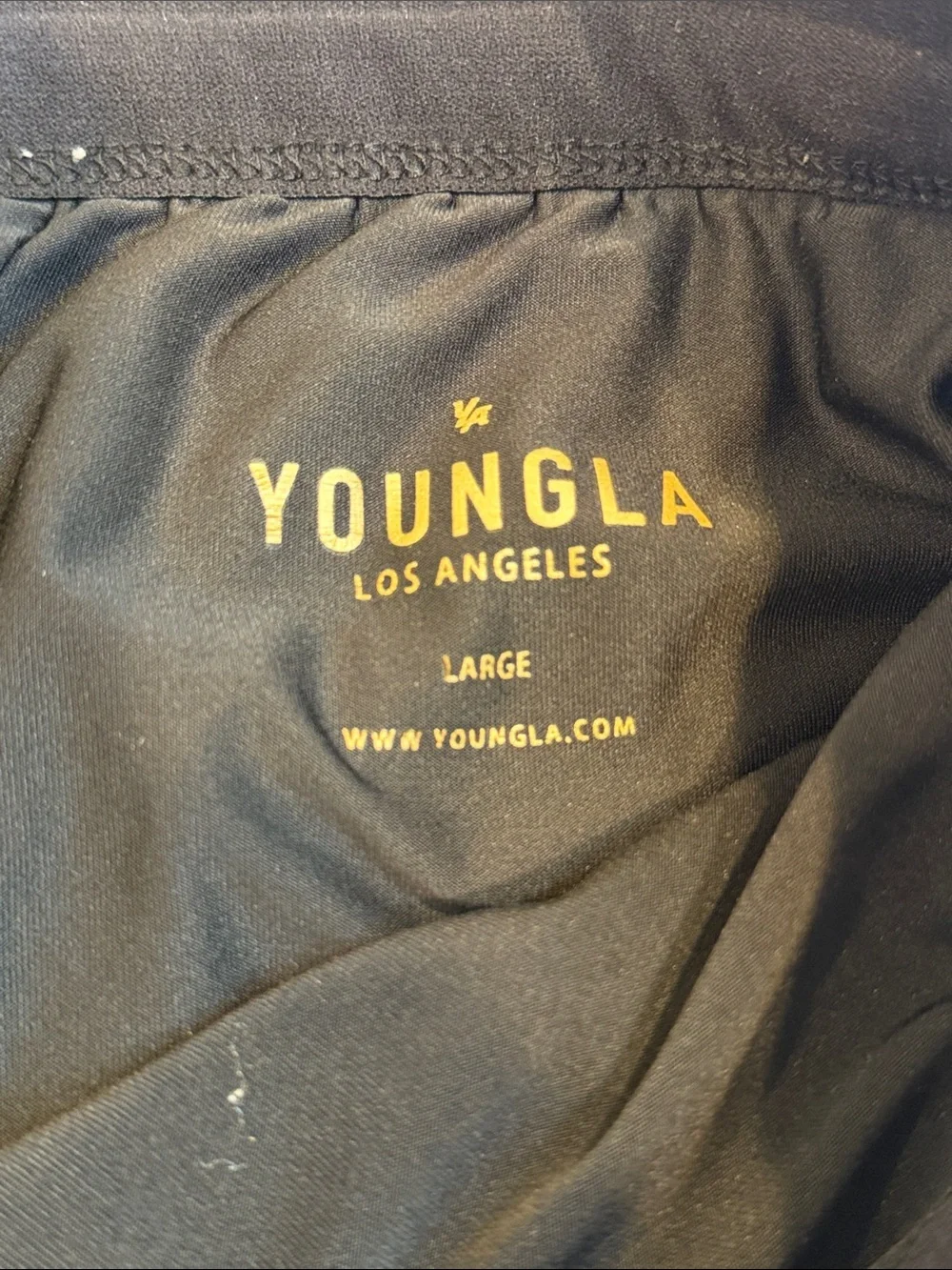 T0309202 YoungLA Black Athletic Shorts black with Gold Print SZ L